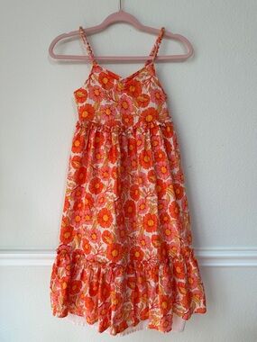 Isaac Mizrahi Girls Floral Dress Size 10 Orange Pink Summer Spring Sundress